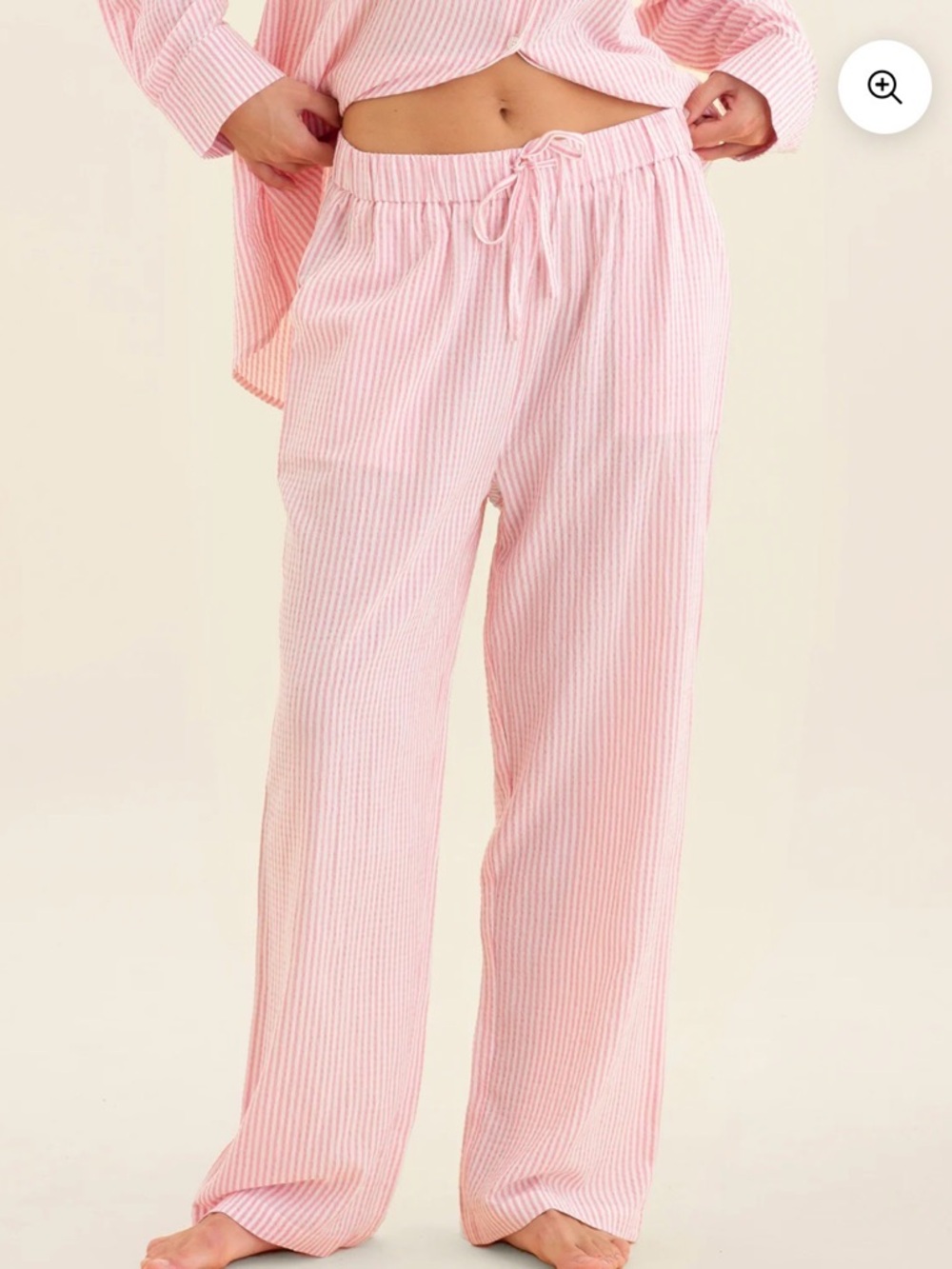 Sabine Seersucker Pink Stripe Full Length Papinelle Pants Size Small